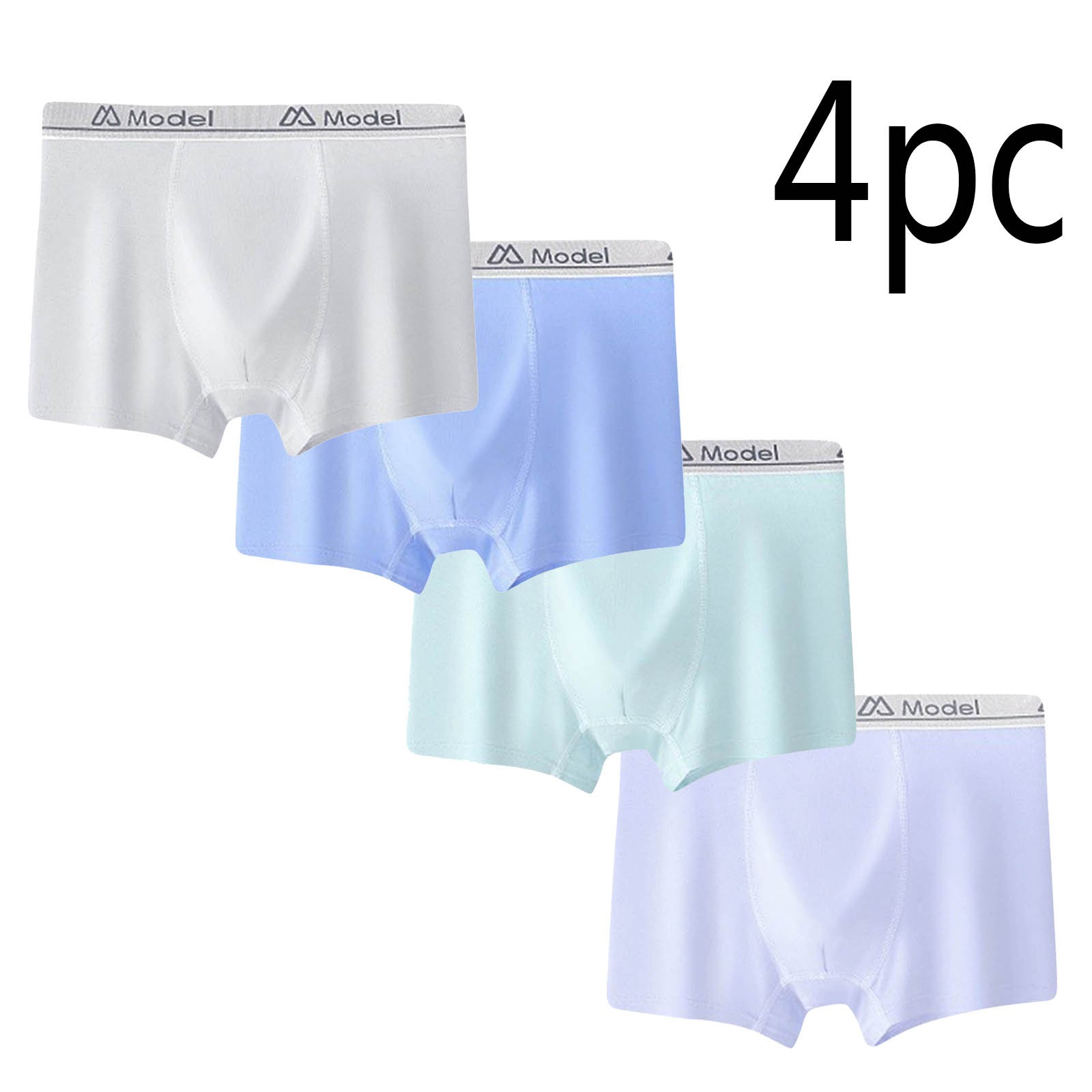 Tao Boy Model Boxer Briefs, Short Leg Seamless Boxer Briefs, Boy Underwear, Silk Lining Boxer Briefs, 4-Pack Light Blue2 Years